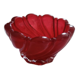 Vintage red blown glass ashtray empty pocket