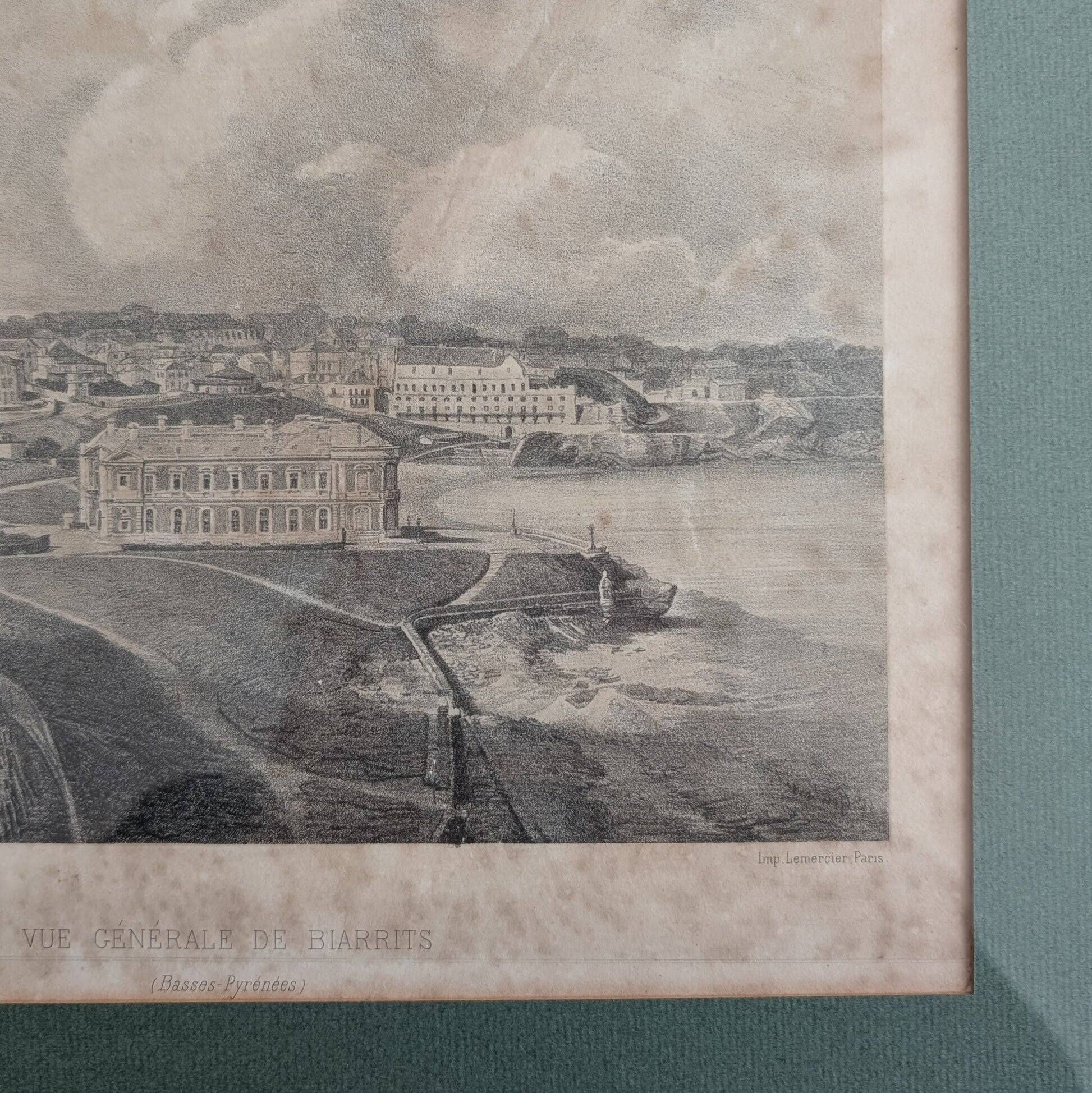 Engraving Biarritz - "General view of Biarritz - Basses-Pyrénées"