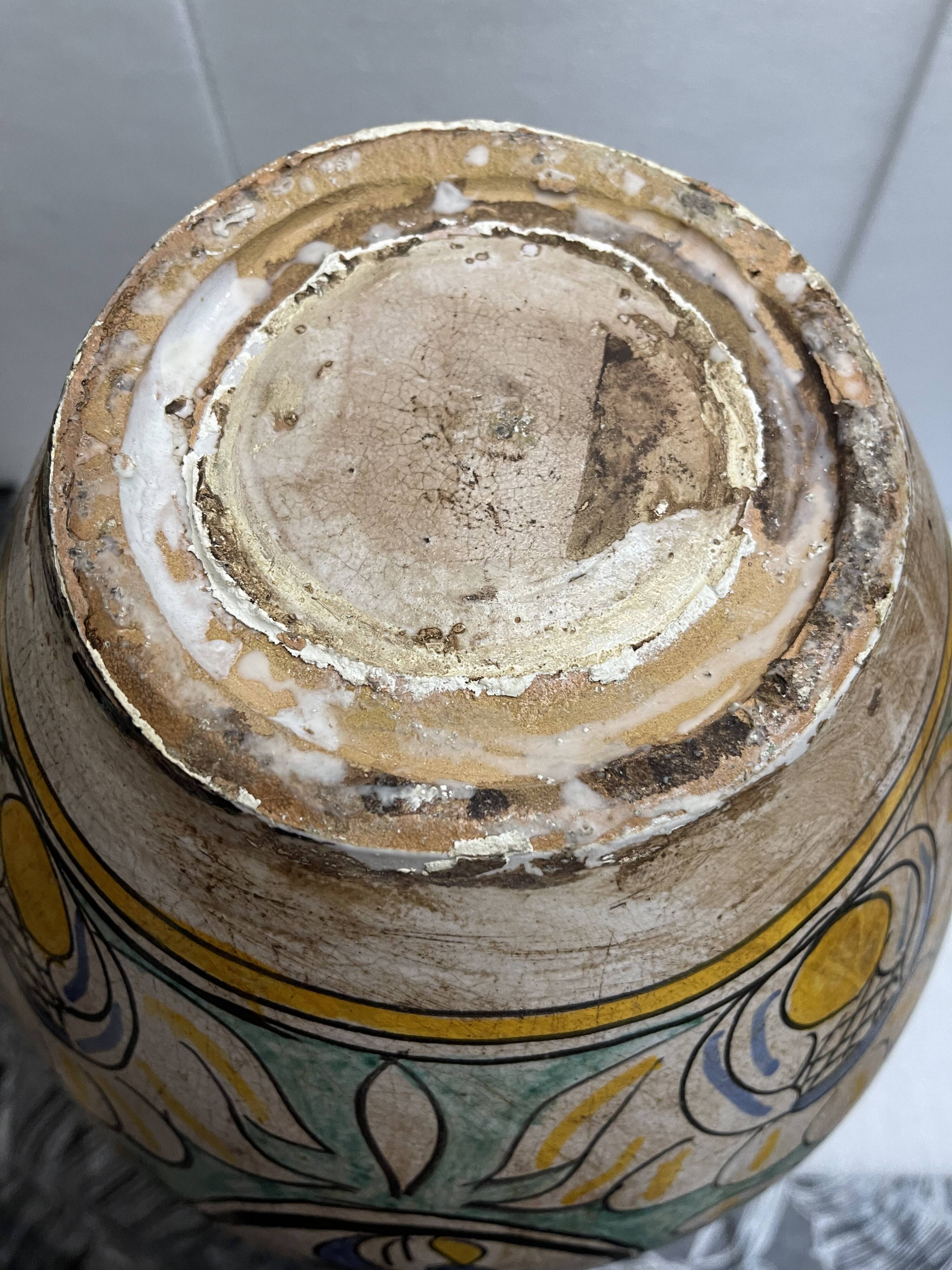 Berrada covered 62 cm amphora in faience of fez morocco