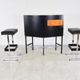 Vintage illuminated bar with stools, 1970s