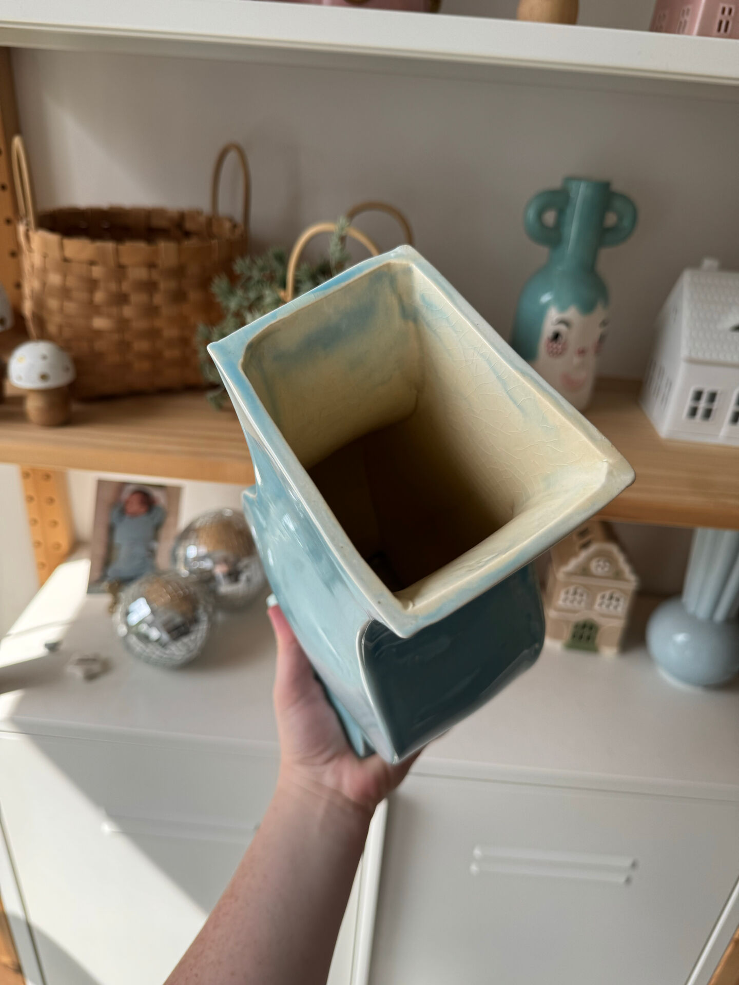 Vintage blue ceramic vase