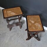 Pair of vintage canne stools
