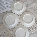 4 vintage porcelain dessert plates with blue border