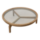 Table moderne en bois de cèdre et verre, Italie fin du 20e siècle