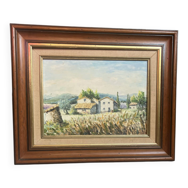 Lucien Soubeyras – Le Hameau – Huile au couteau – Paysage de Provence