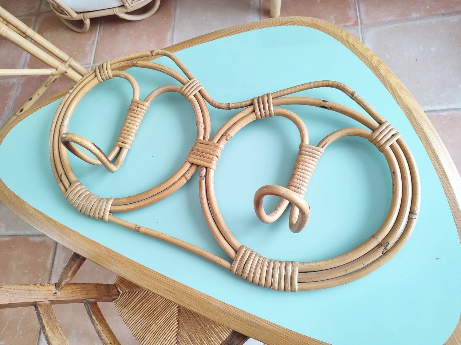 Franco Albini vintage rattan wall coat rack