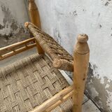 Moroccan wooden and rope armchair