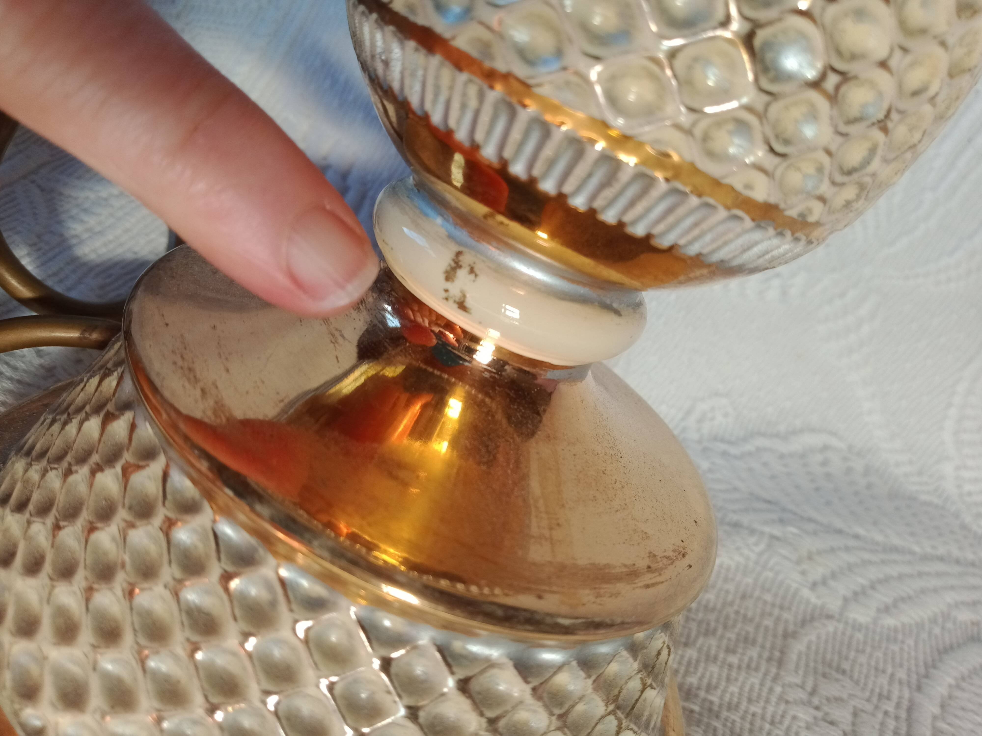 Florentine - baroque lamp ceramic brass metal topped with 3 glass tulips