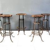 Vintage brutalist bar stools, set of 5 - 1970s