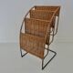 Raoul Guys rattan and metal magazine rack from the 50s
