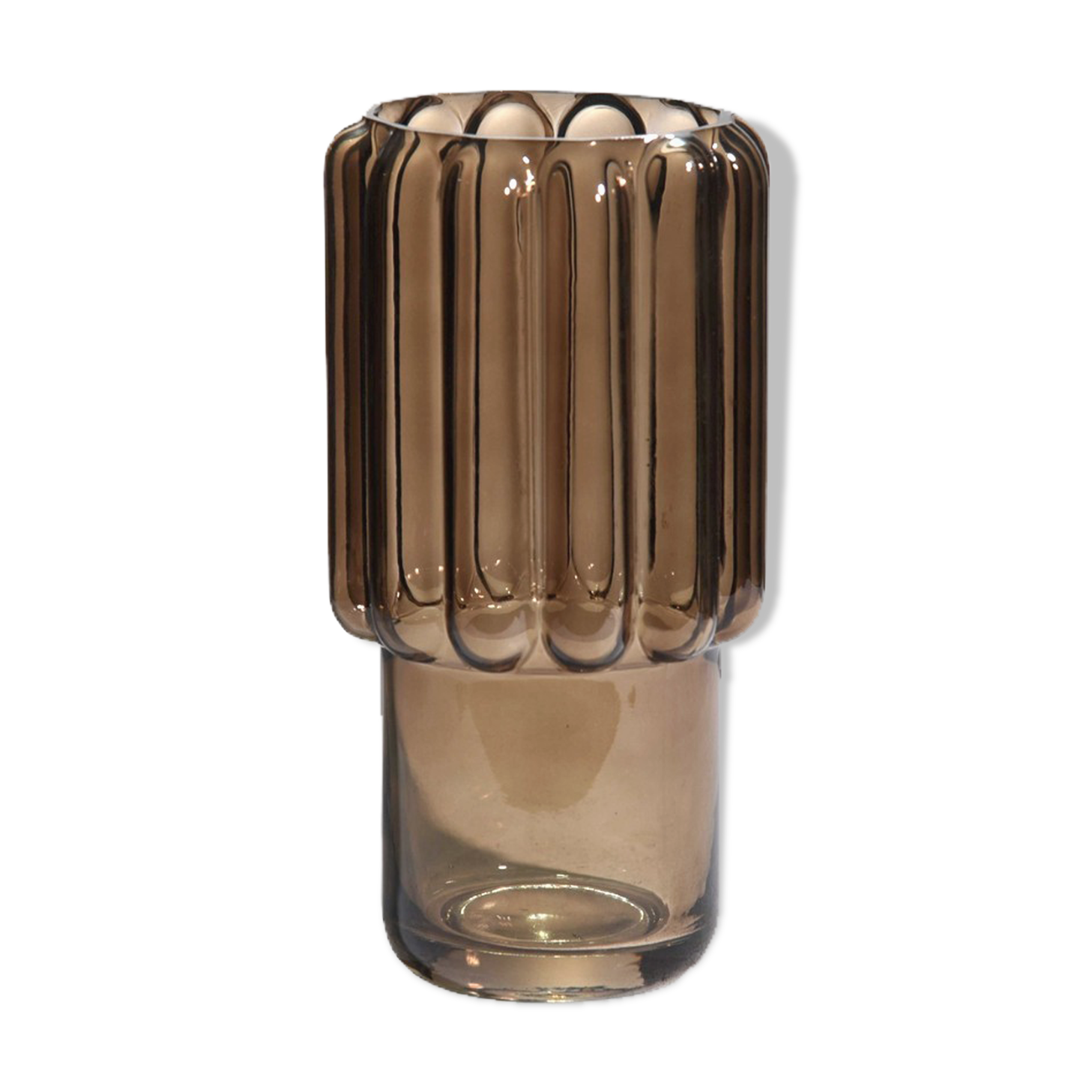 Brown glass vase with large streaks 23cm