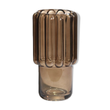 Vase en verre marron à larges striures 23cm