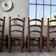 Set of 4 oak and straw chairs Dudouyt 1940