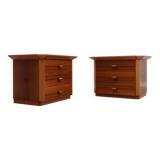 Pair of solit walnut nightstands bedside table late 1970s