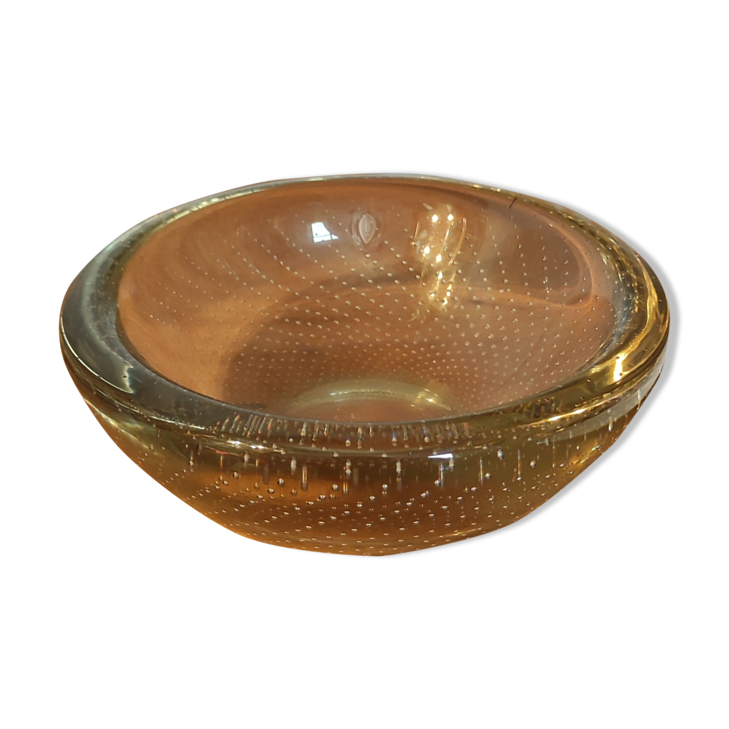 Bubbled crystal trinket bowl, 1960s
