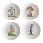 4 assiettes en porcelaine de style Art Deco,  création Deshoulières