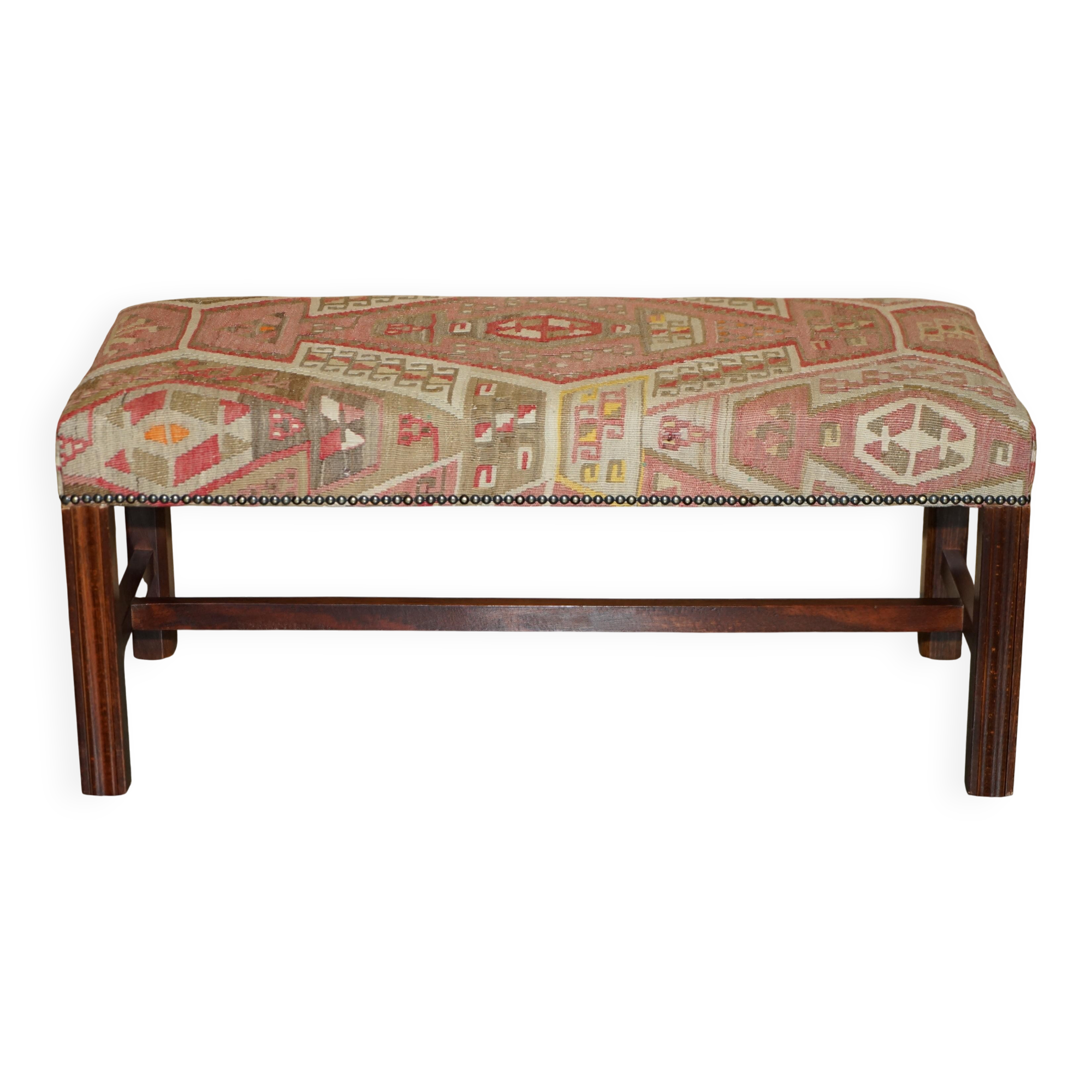 Padded footrest bench in Victorian Kilim style by George Smith