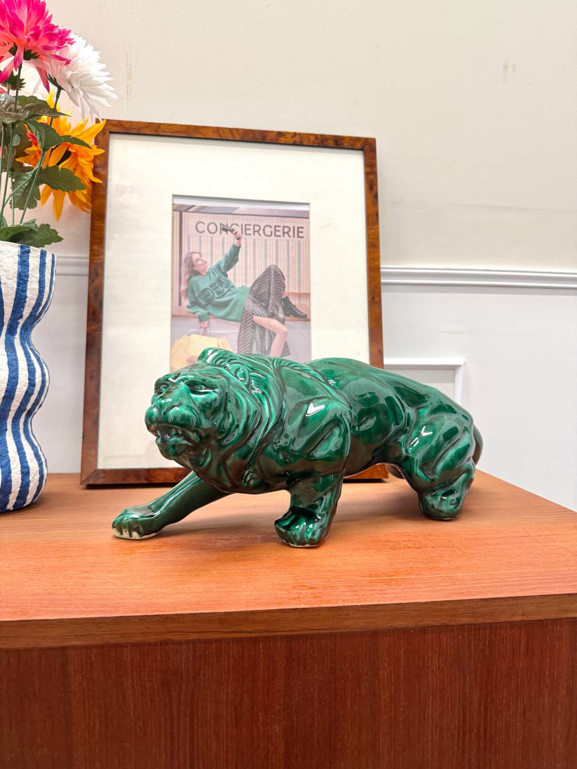 Céramique lion vert