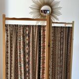 Screen in beech wood and vintage fabrics 1970s
