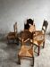 Set of 6 sculpted oak chairs with straw seats – 1950s