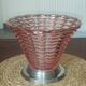 Art Deco cornucopia vase, centrepiece, bowl - blown glass & chrome 1930