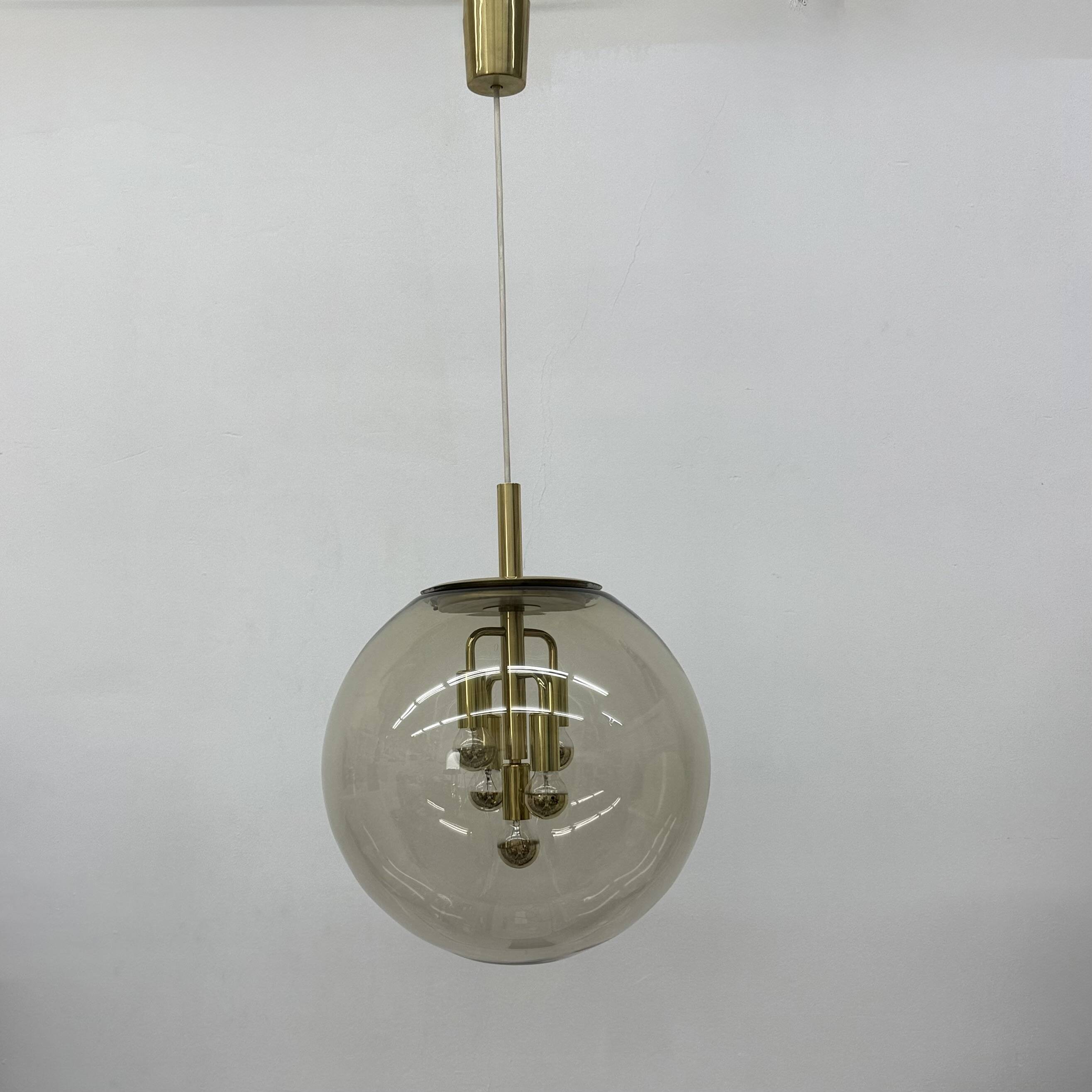 Doria Leuchten globe glass hanging lamp , 1970s