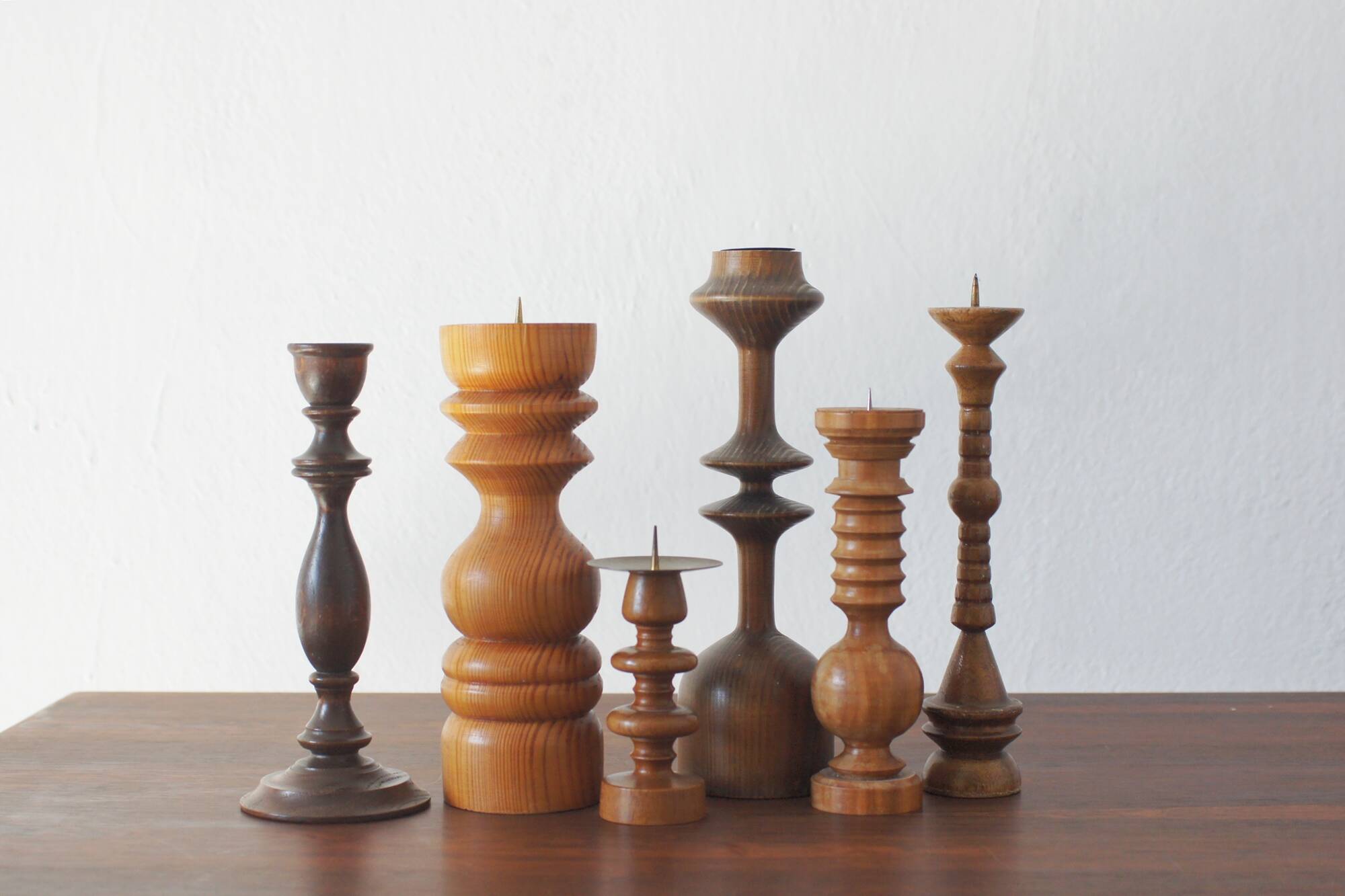 Bougeoirs scandinaves en bois, lot de 6