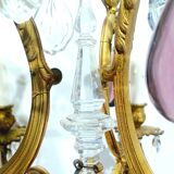 6-light bronze and crystal chandelier