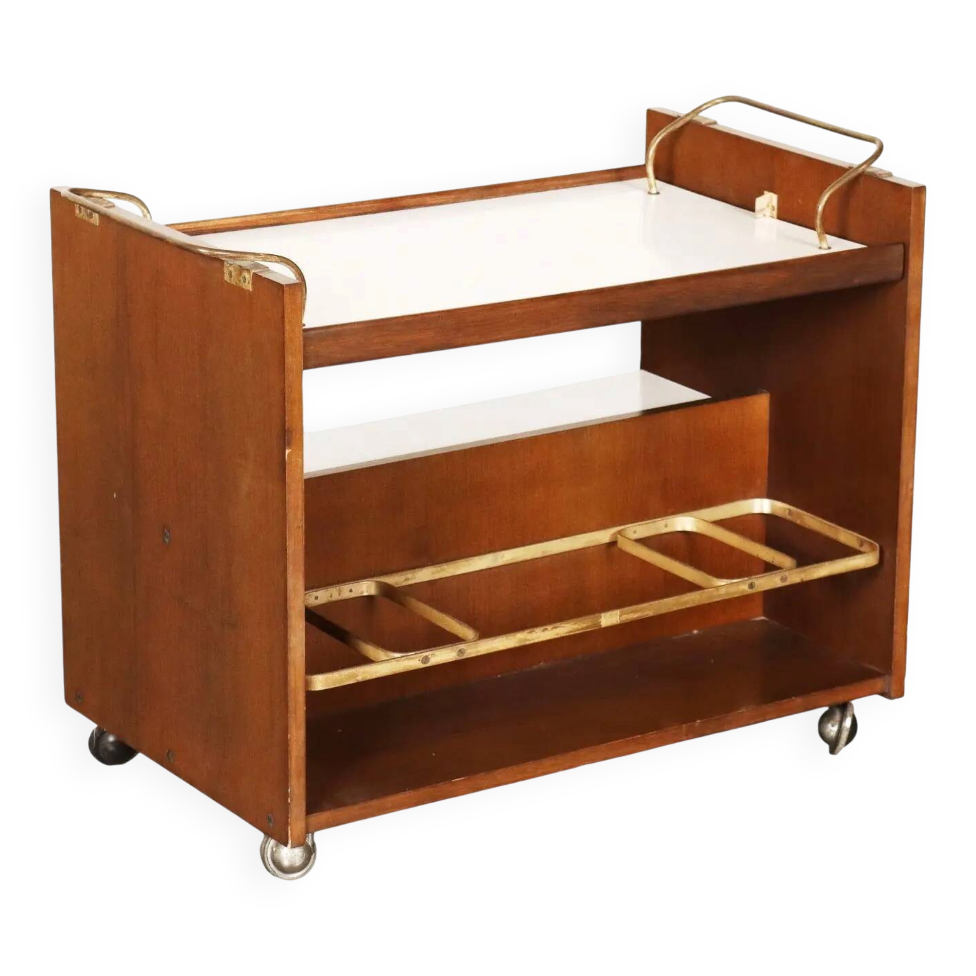 Vintage kitchen sideboard in laminate and walnut veneer, 1970s design.