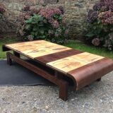 Table basse en céramique aux herbiers de style Roger Capron