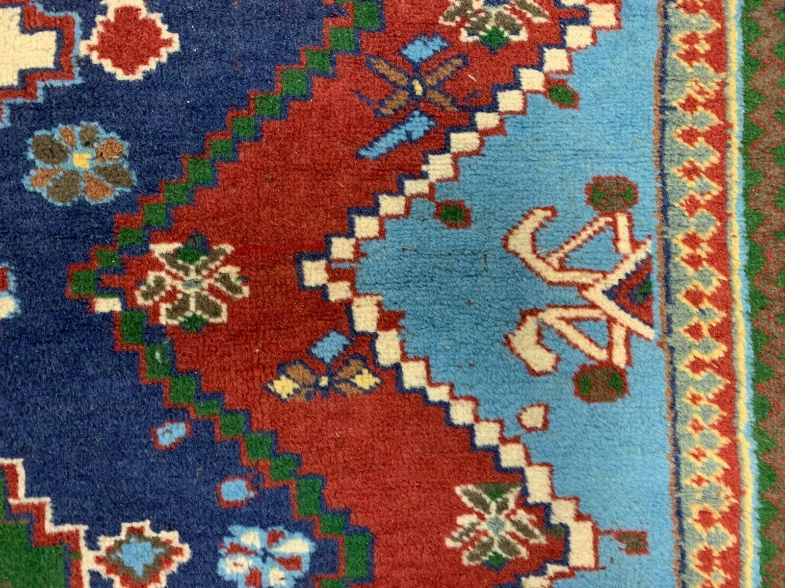 Original Shirvan Kazak Rug 310x210 cm Vintage, Blue, Red