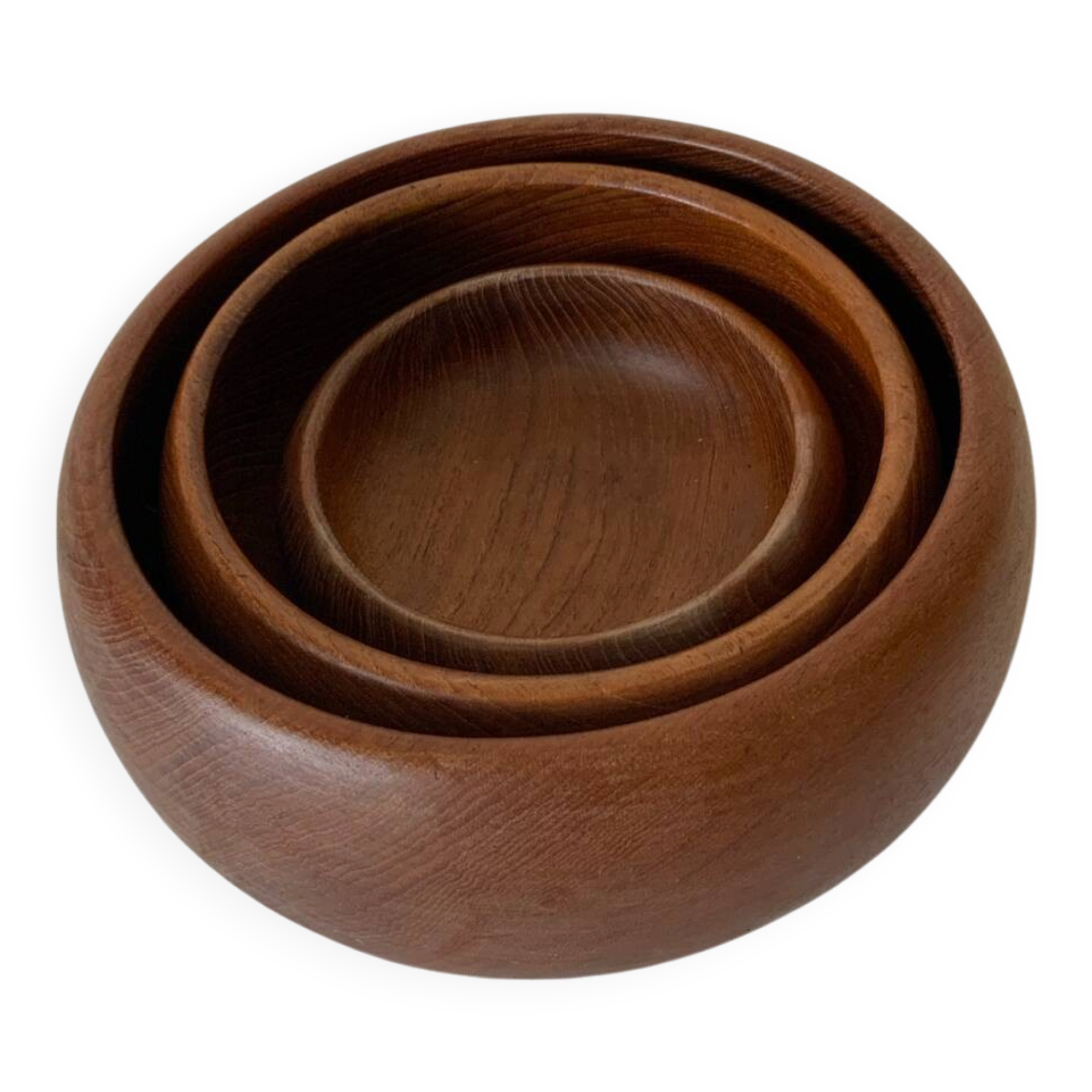 Set of three wooden salad bowls