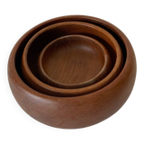 Set of three wooden salad bowls