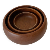 Set of three wooden salad bowls