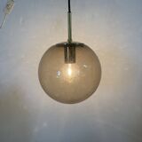 Limburg Glashütte brass smoked glass ball pendant hanging lamp , 1970s