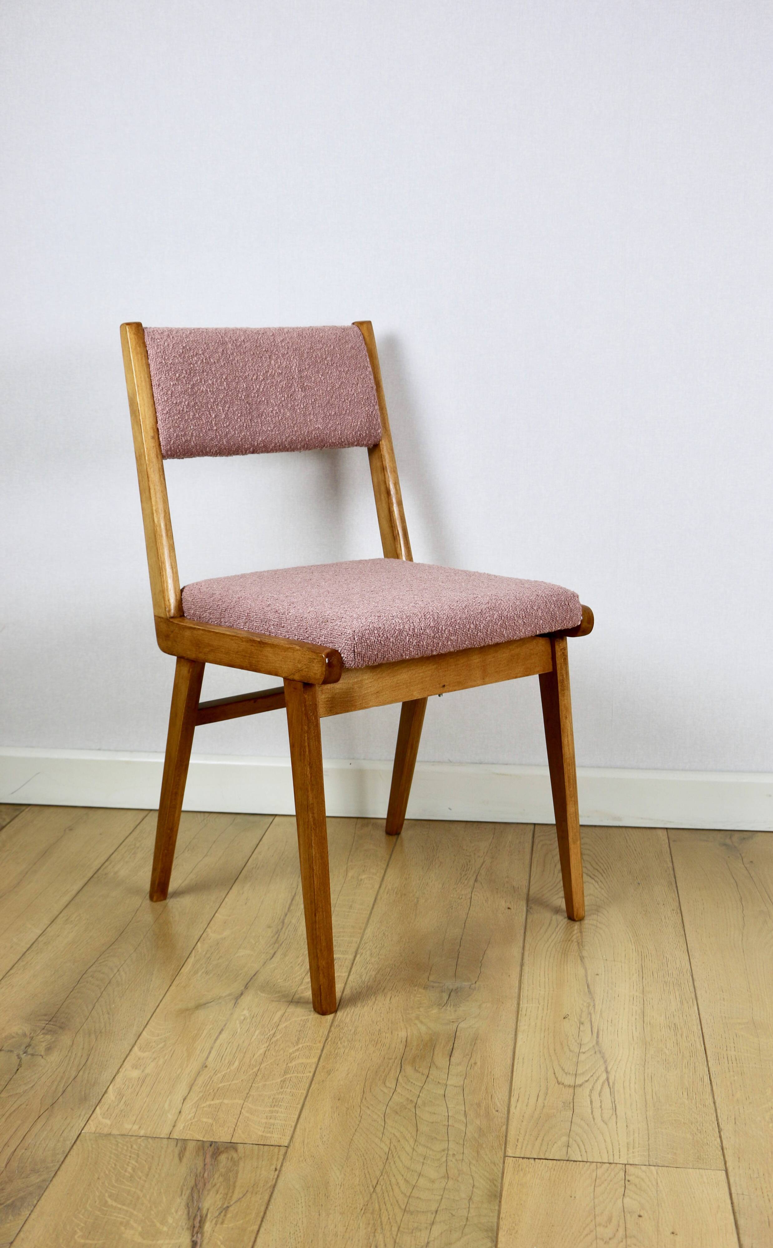 Vintage fuchsia boucle chairs - set of 6