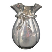 Jean Goardere Silver-plated 95% pewter vase, Art Deco period, circa 1940
