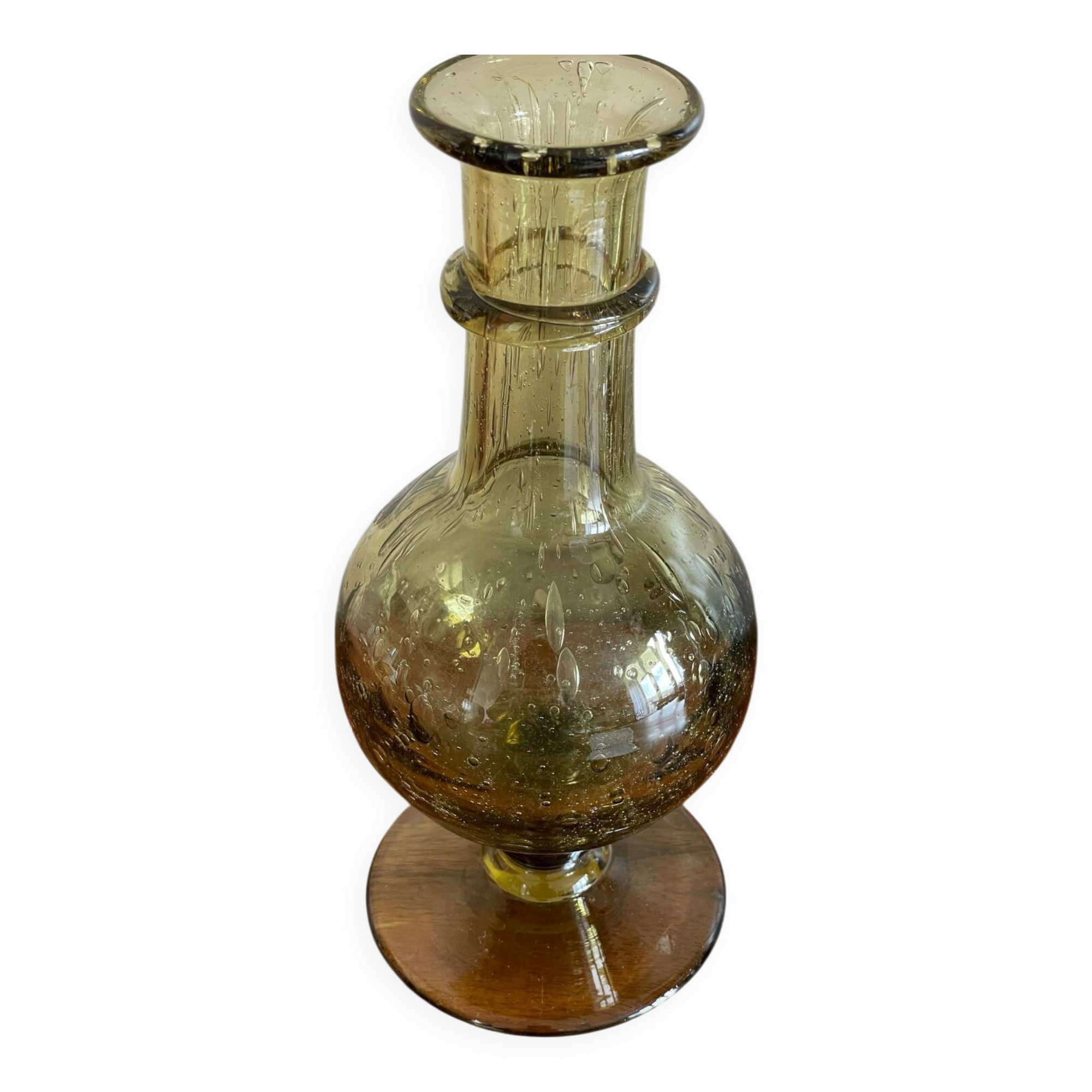 Carafe, candle holder in Biot glass
