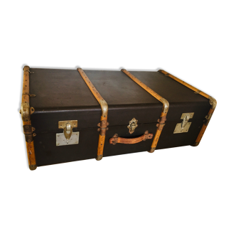 Wooden and leather suitcase