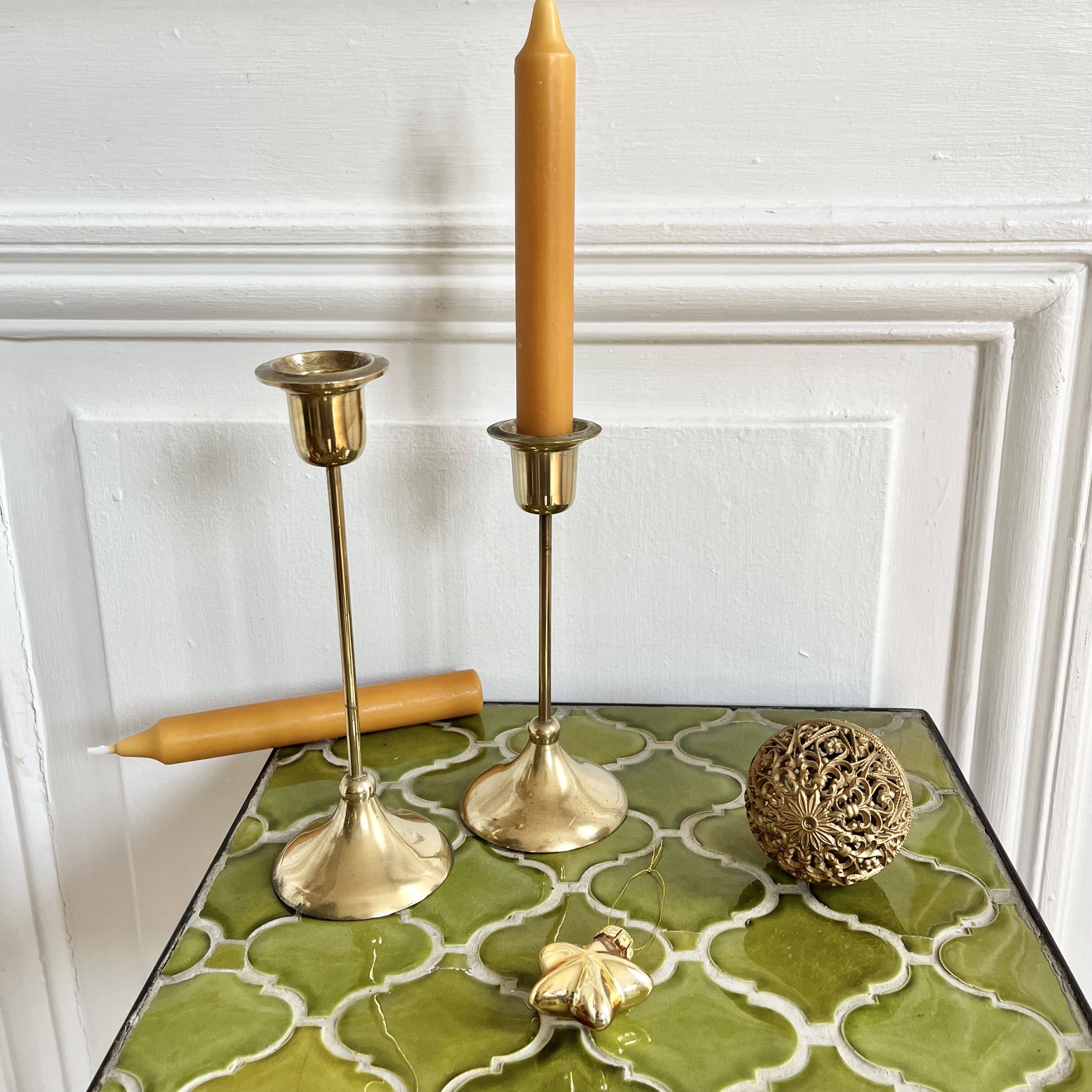 Pair of Scandinavian style brass candlesticks
