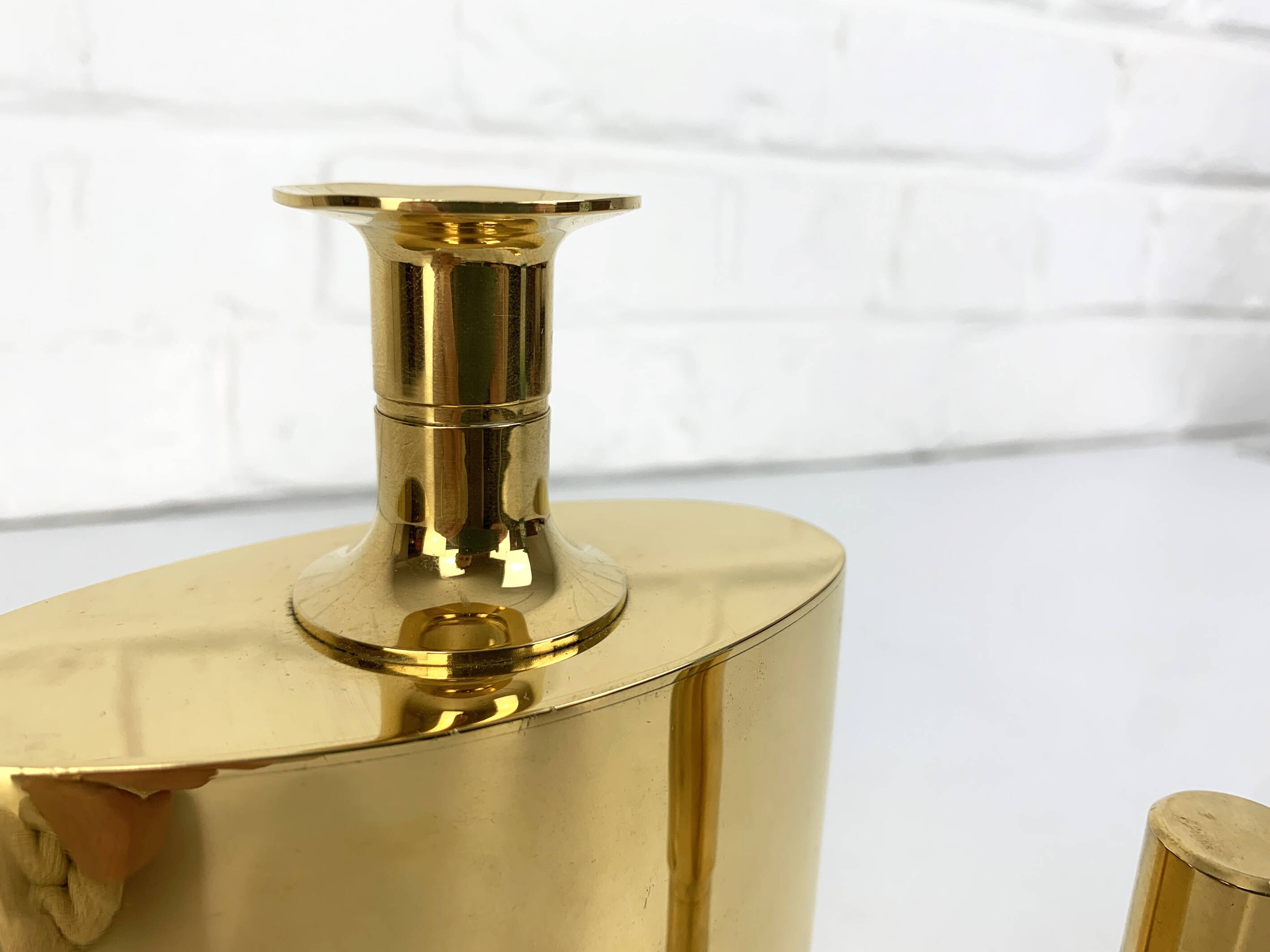 23 carat gold plated brass carafe, Pierre Forssell for Skultuna, 1960