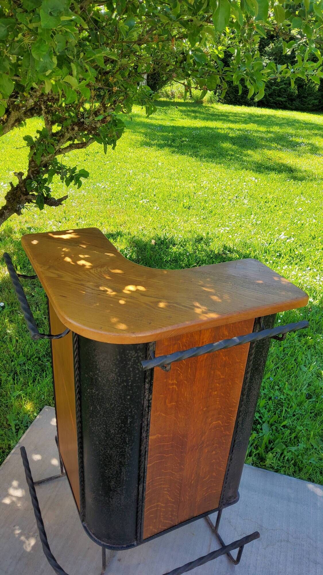 Bar from the 50s/60s in solid blond oak and black metal
