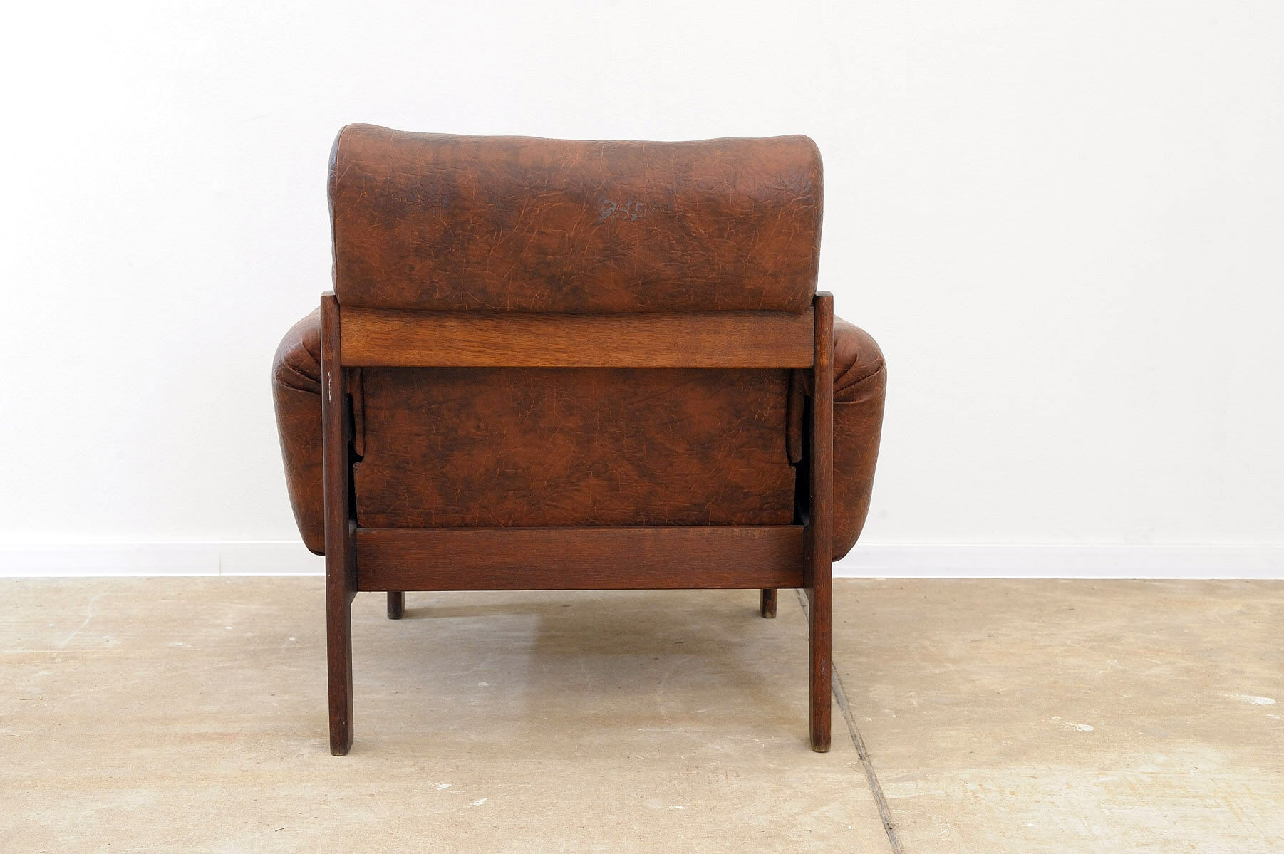 Ensemble de salon en similicuir vintage, années 1970, Tchécoslovaquie