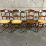4 old straw chairs / rope