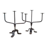 Pair of wrought iron candlesticks circa 1960