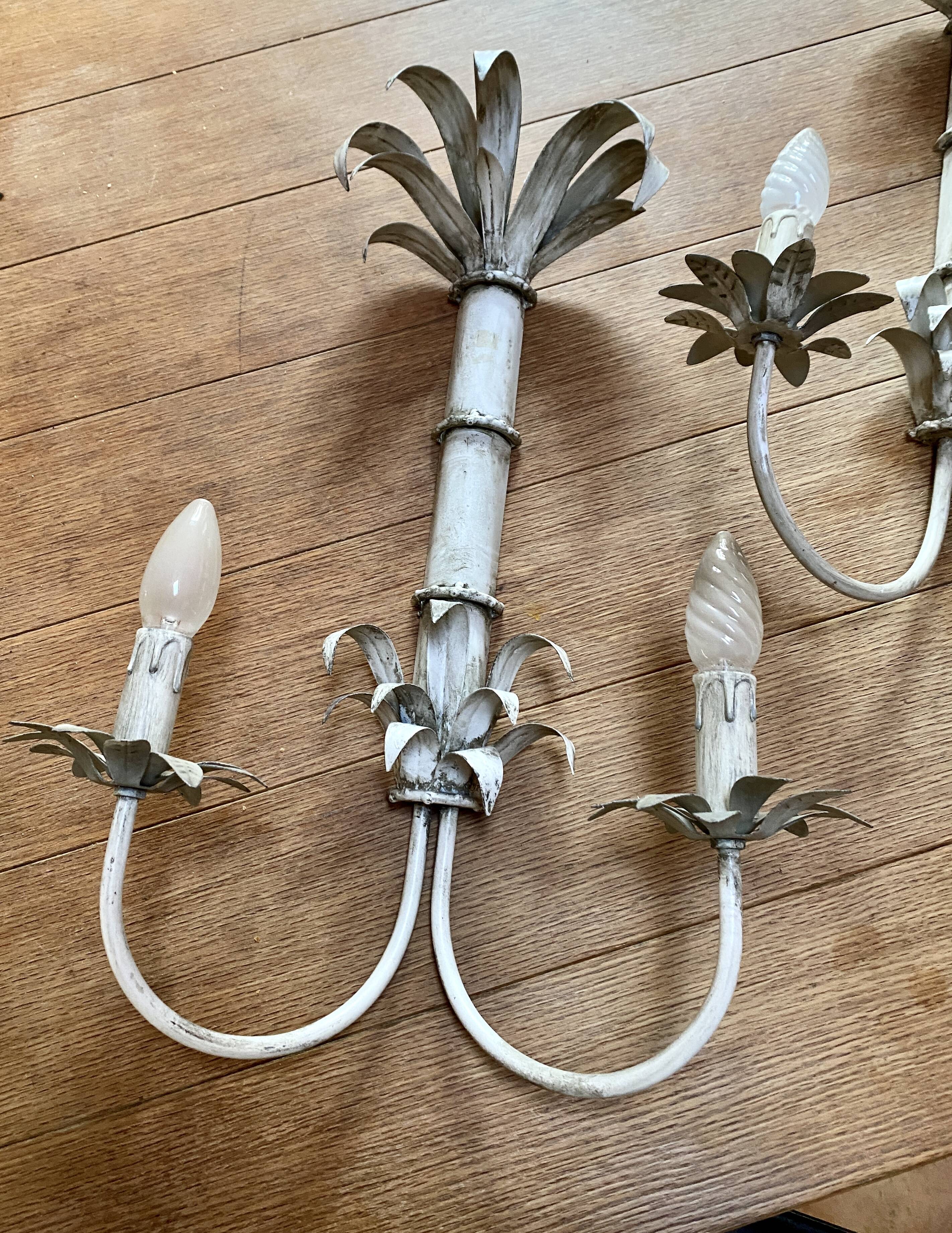 Pair of Vintage Lacquered Sheet Metal Wall Lights -