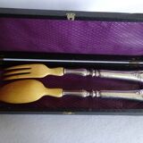 Silver and horn salad servers