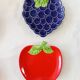 bowls and cups in slipware fruits