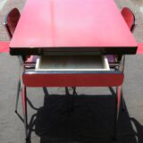 Red formica table and two chairs