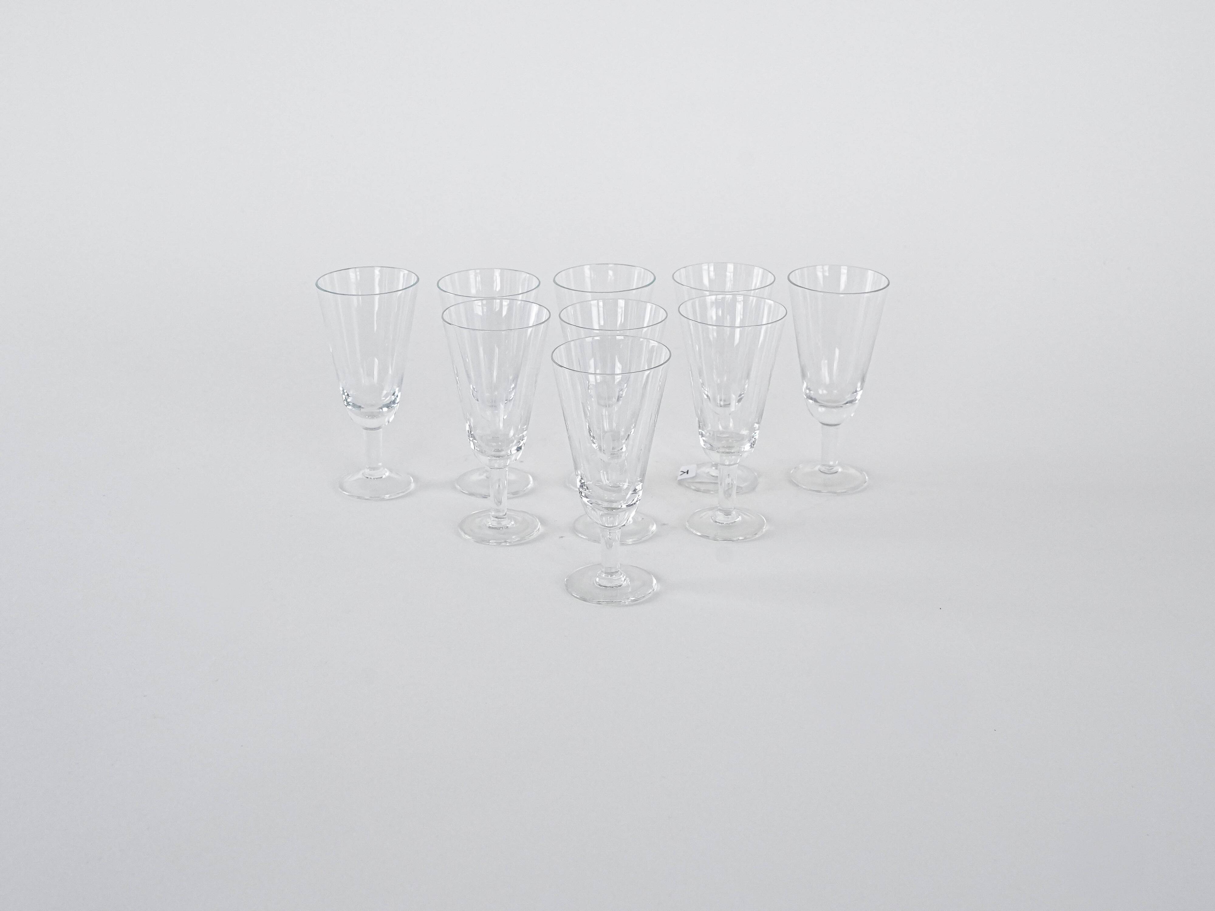 Set of crystal glasses, Danish design, 1970s, manufactured in Denmark